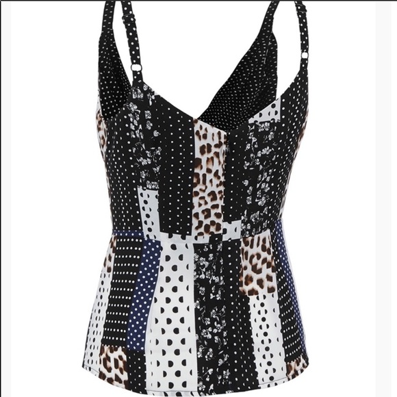 Cabi Crossover Cami, #3787 Polka dot animal print - Picture 5 of 10